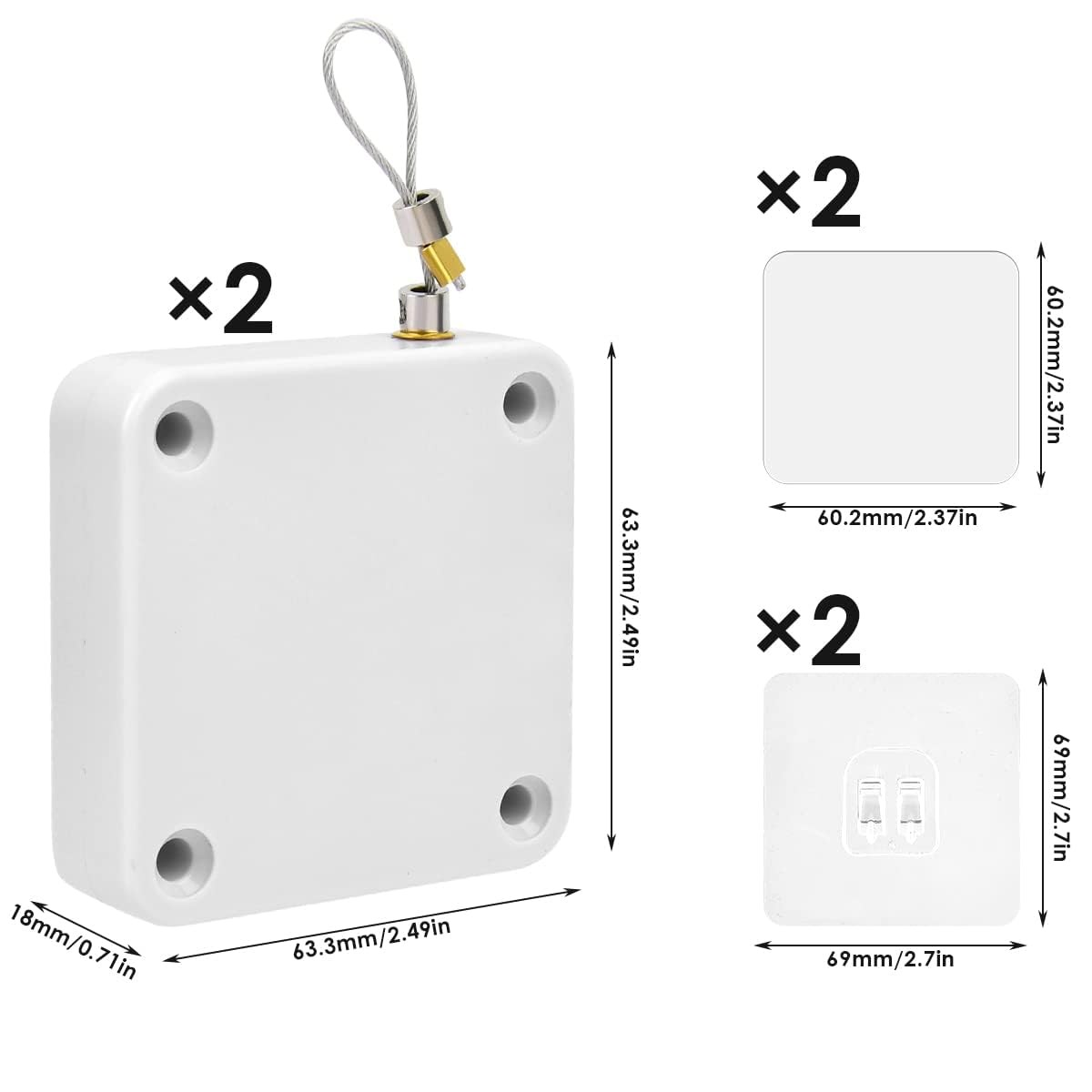 2PCS Automatic Door Closer, White Punch-Free Automatic Sensor, Residential
