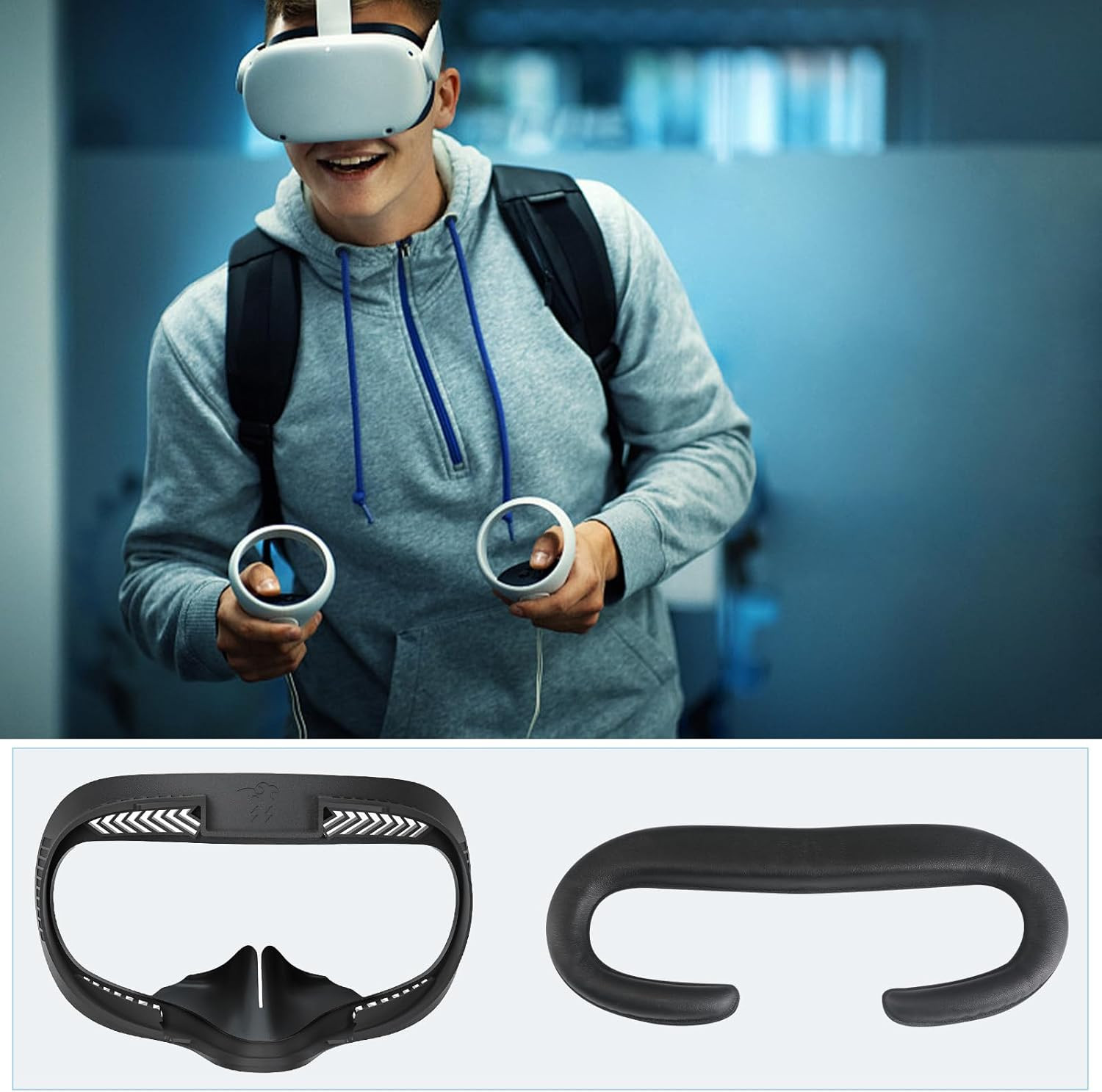 Compatible with Oculus Quest 2 Face Bracket Replacement,Vr PU Leather Face Pad