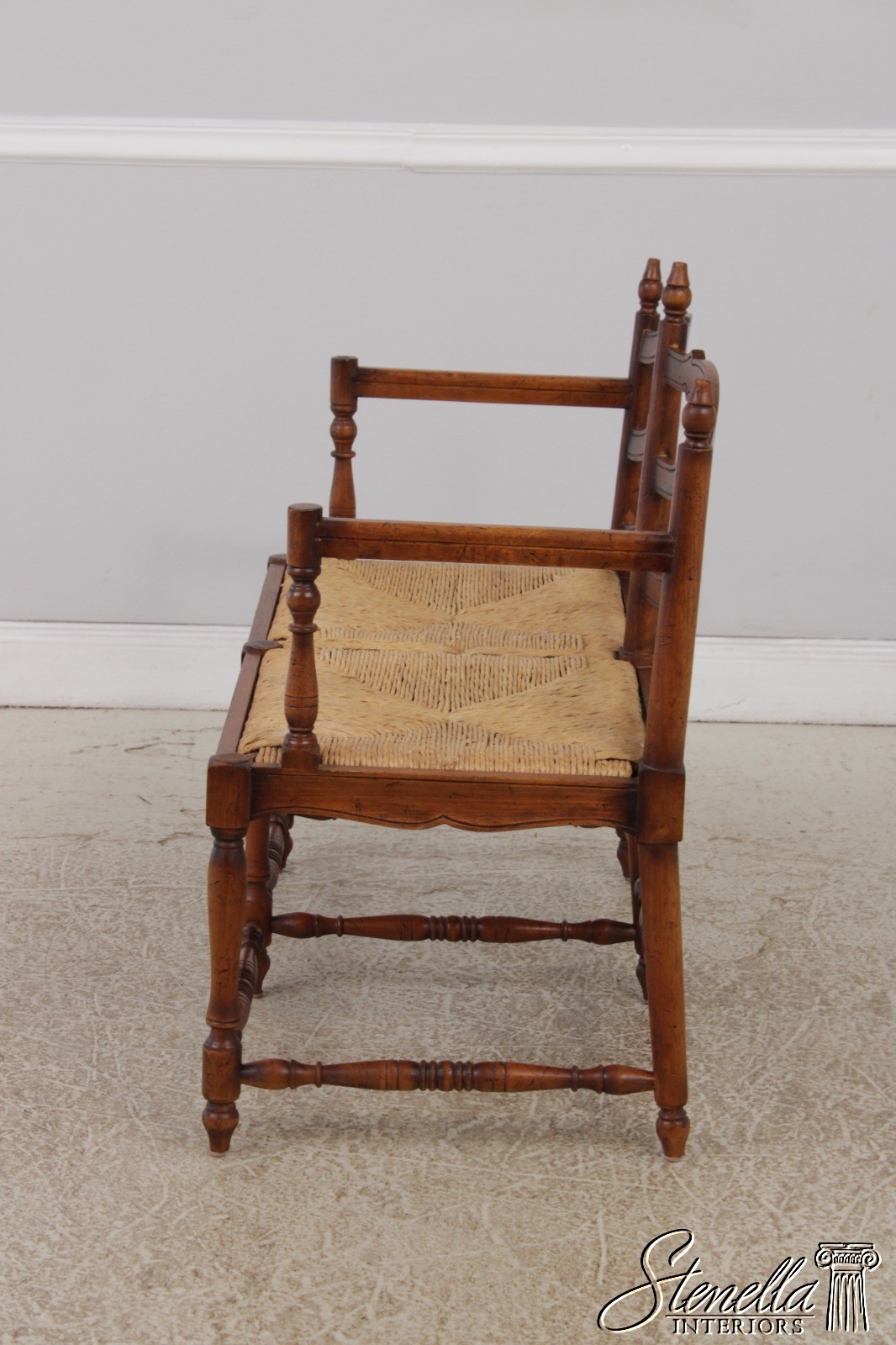 72704: Country French Rush Seat Bench
