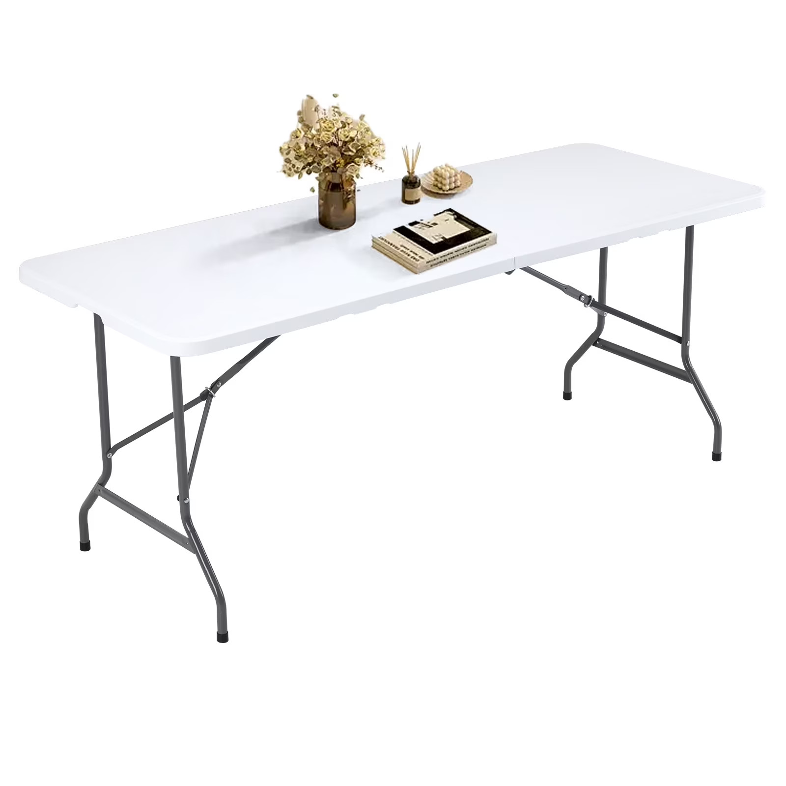 GIANNA 6FT Portable Plastic Folding Picnic Table for Outdoor w/ Carrying Handle