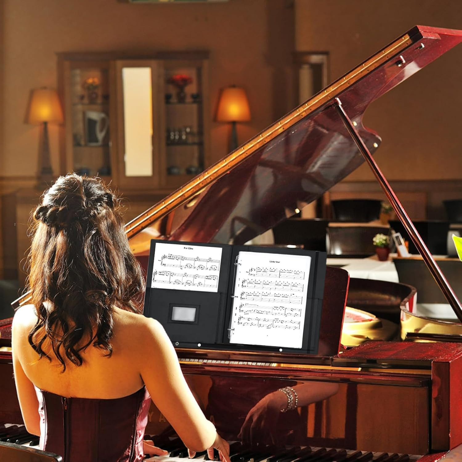 Premium Choral Muisc Folder, PU Choir Folder with Hand Strap and Internal Retent