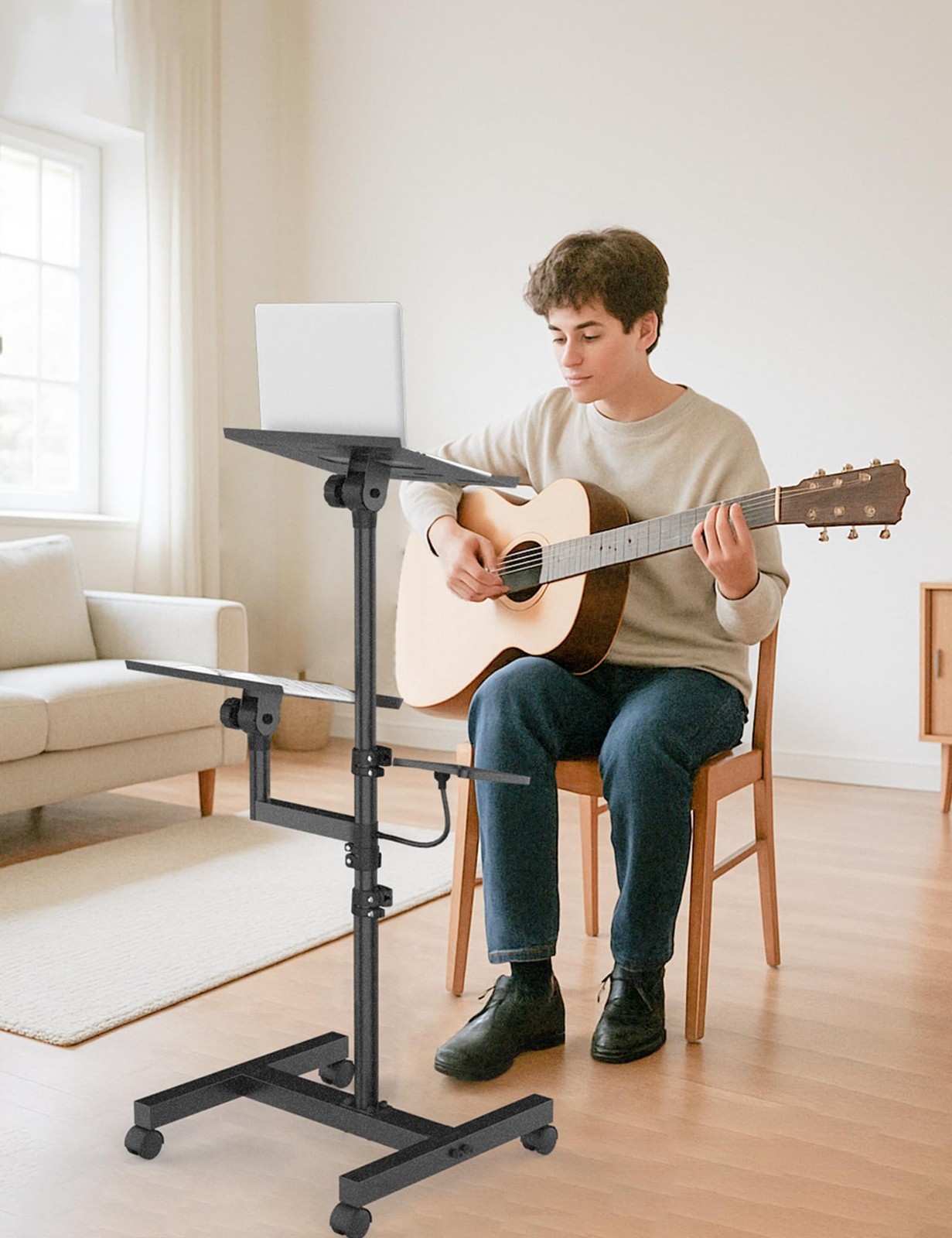 ORWOD Dual Shelf Projector & Laptop Tripod Stand, Mobile, Adjustable Height