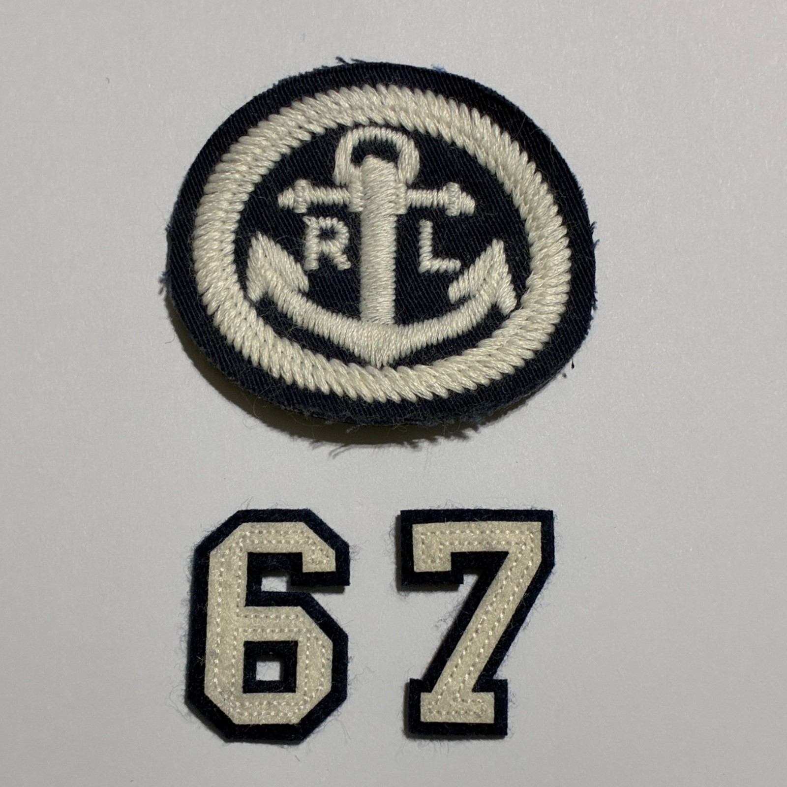 Rare Find! Lot of 3 Pieces POLO Ralph Lauren Embroidered Patch of Navy Anchor