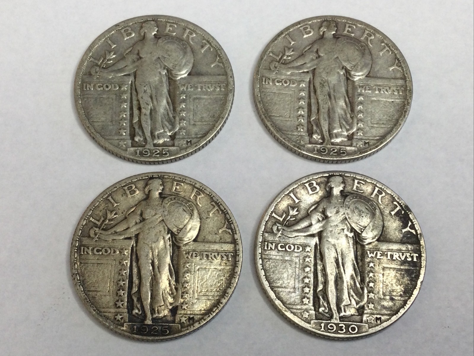 Four Standing Liberty Quarters in very fine