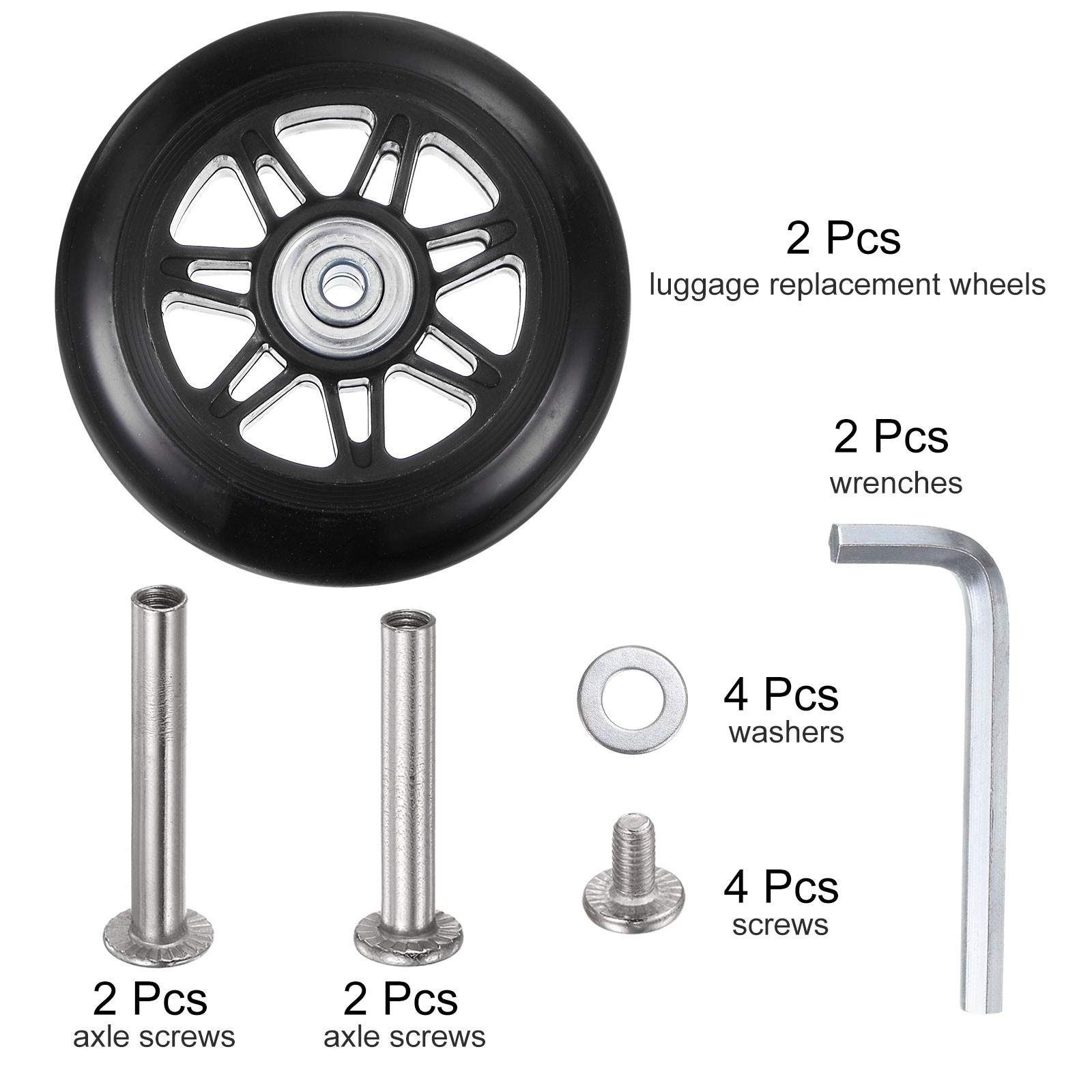 Replacement Luggage Wheels - 90x24mm Suitcase Wheel Repair Kits
