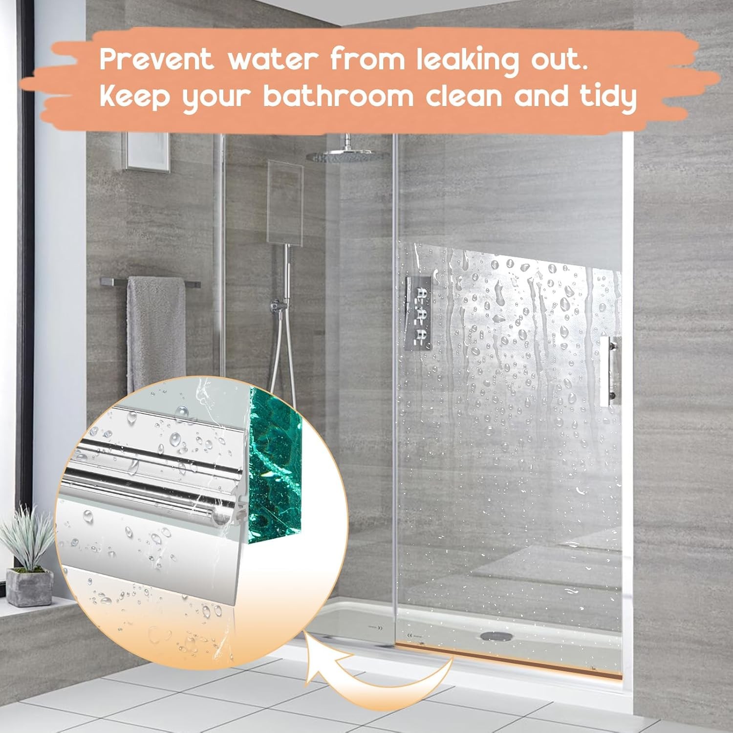 32” Shower Door Drip Rail With Sweep compatible with Chrome Framed Shower Door