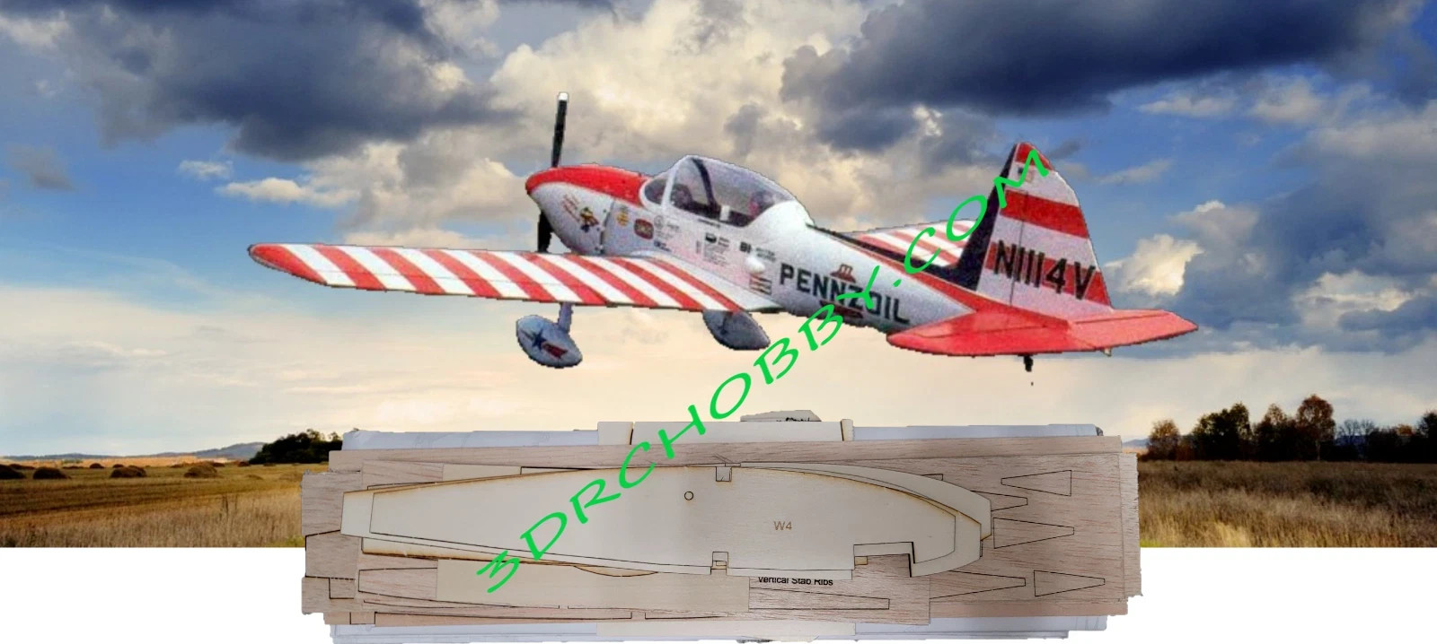 Super Chipmunk 66" Wingspan RC Airplane kit Laser Cut Balsa Ply Short Kit & Plan