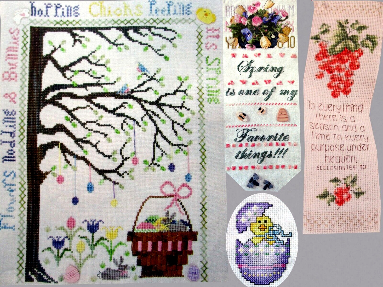 Bunnys Basket Spring Bellpull Everything A Season Chick CROSS STITCH PATTERNS
