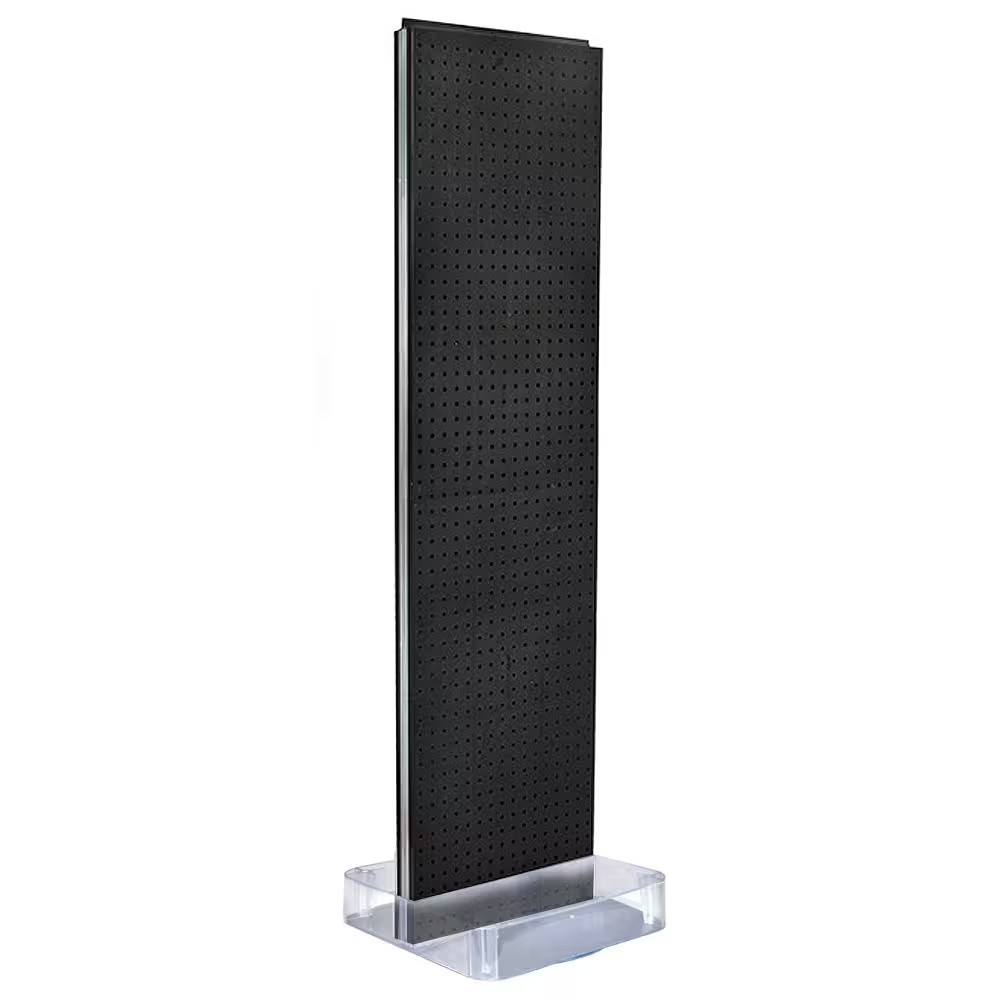 60 In. H X 16 In. W 2-Sided Pegboard Floor Display on Clear Studio Base in Black