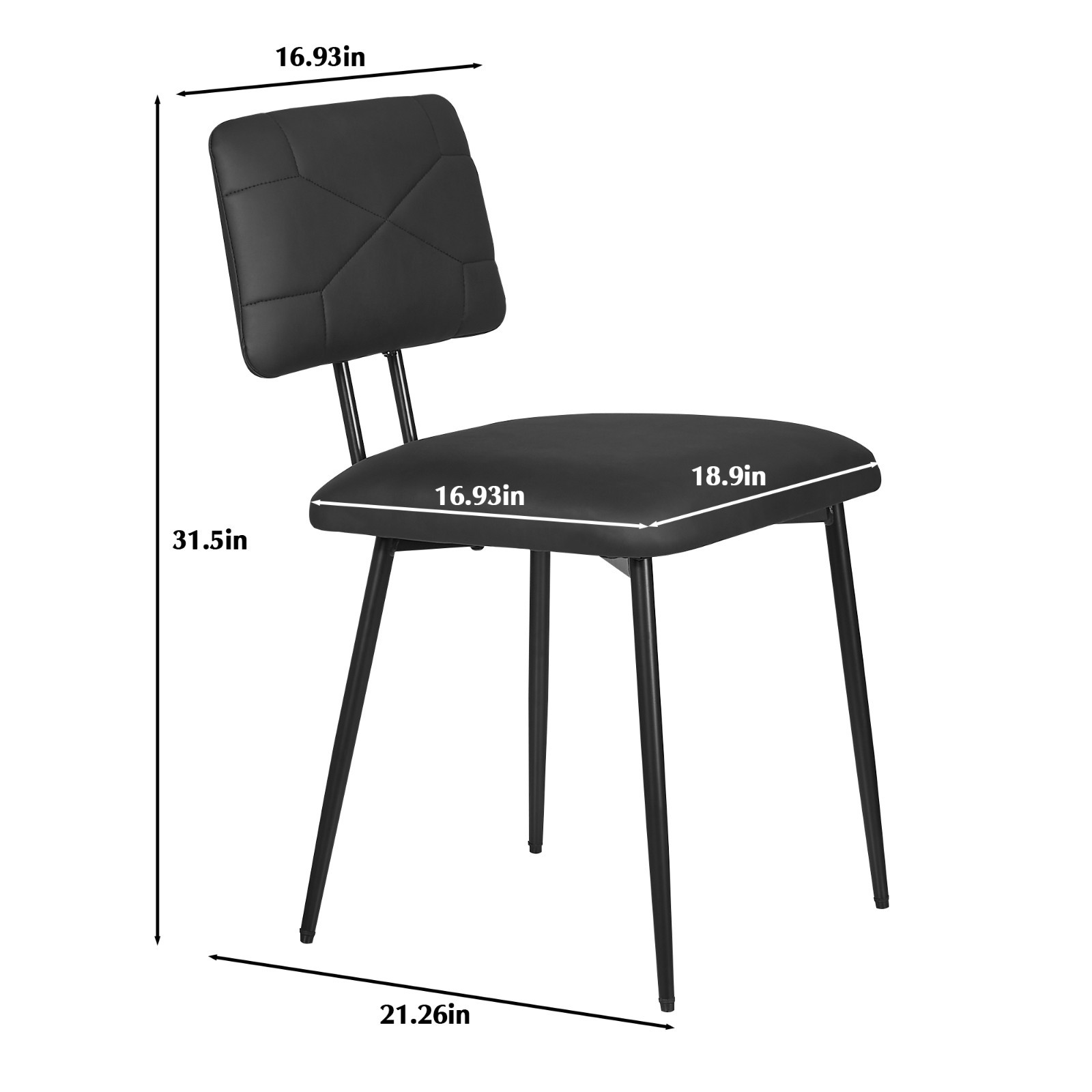 Set of 2 Upholstered PU Leather Dining Chairs with X Back Metal Legs Kitchen