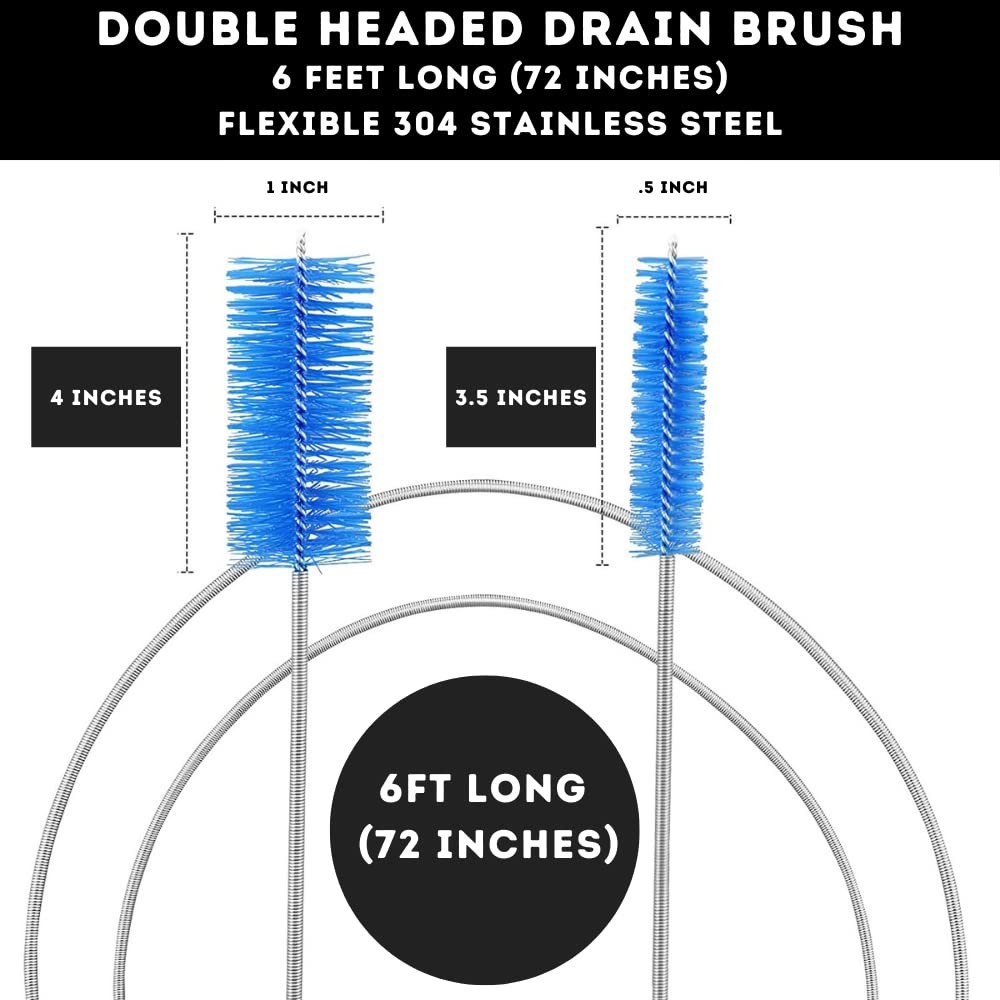 Flexible Drain Cleaning Brush (72" Long) for Drains, Purple 6 Feet (72 inches)