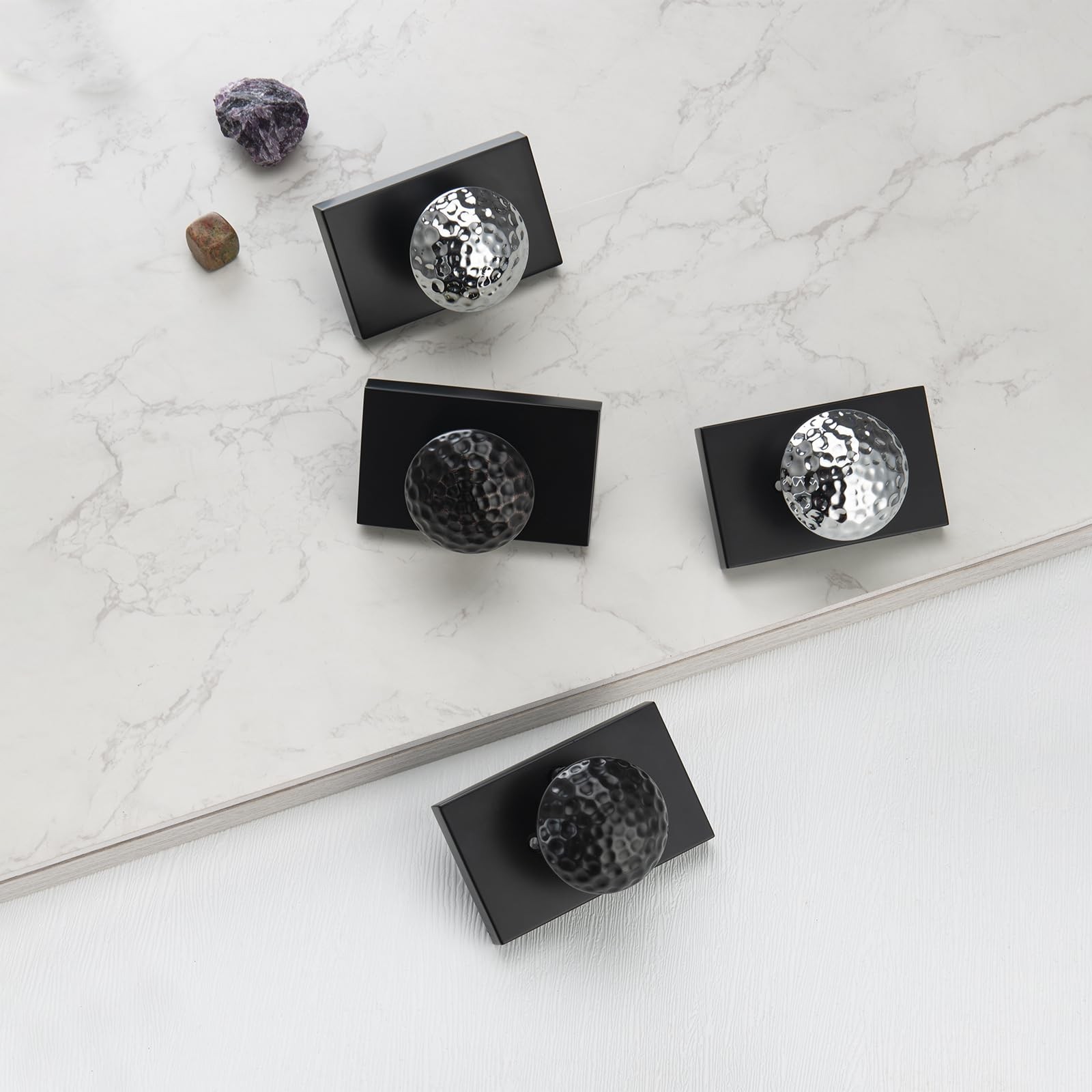 Black Interior Door Knobs, Chrome Interior Door Handles for Bath & Bed, Heavy...