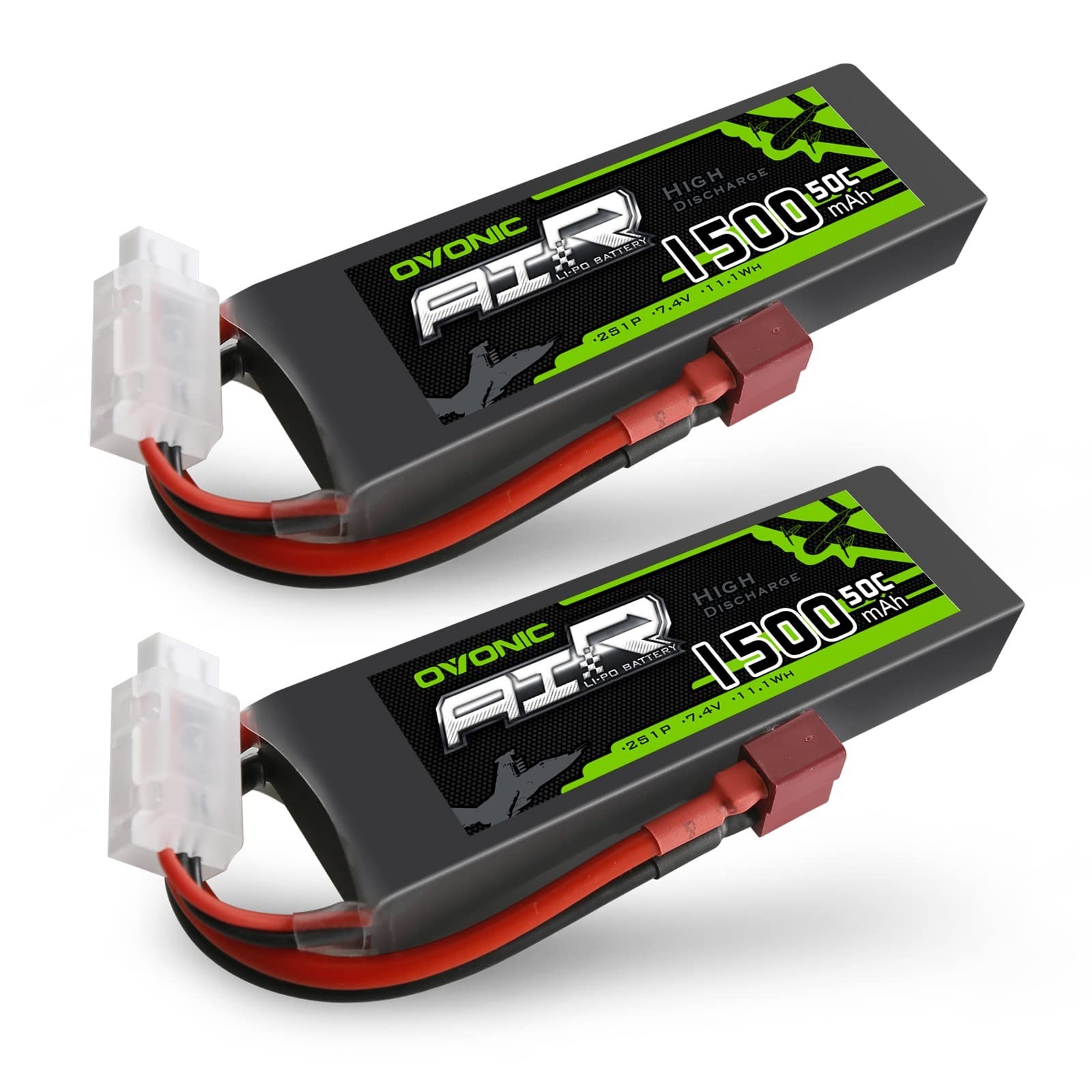 OVONIC 2s Lipo Battery 50C 1500mAh 7.4V Lipo Battery Soft Case with Dean-Styl...