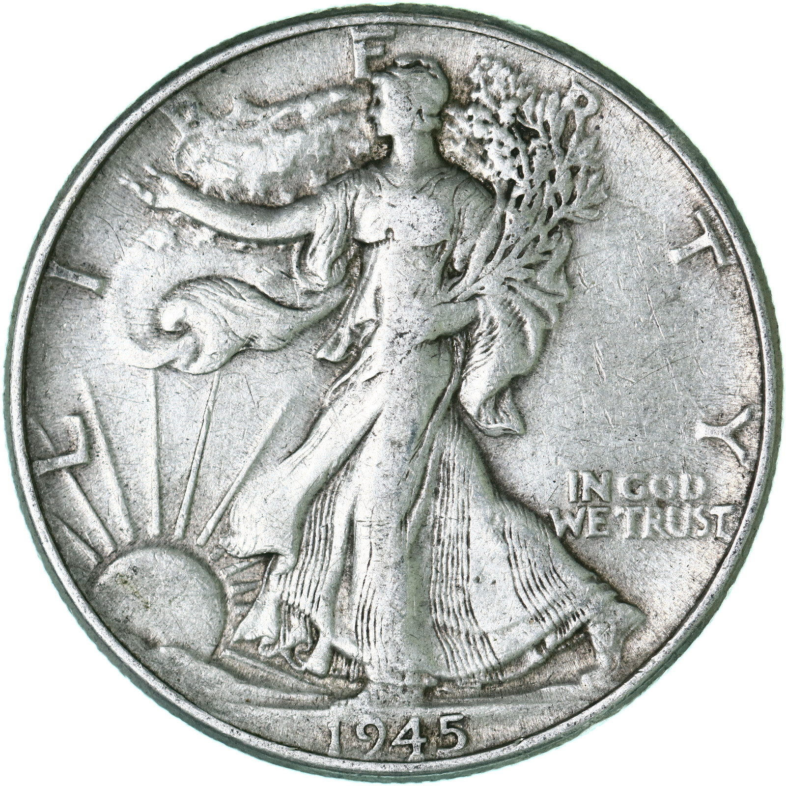 1945 (P) Walking Liberty Half Dollar 90% Silver Extra Fine XF