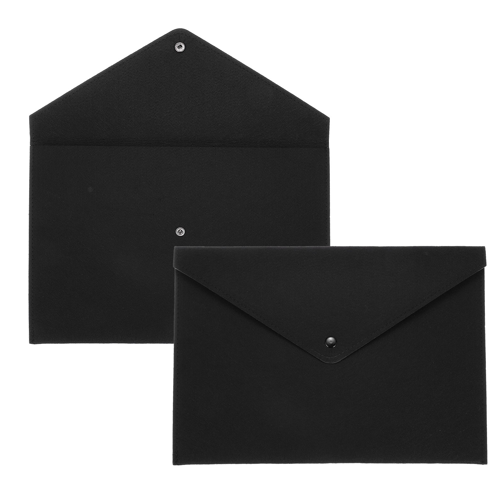 2 Pcs Felt File Folders, Folder File Document with Button Closure(Black)