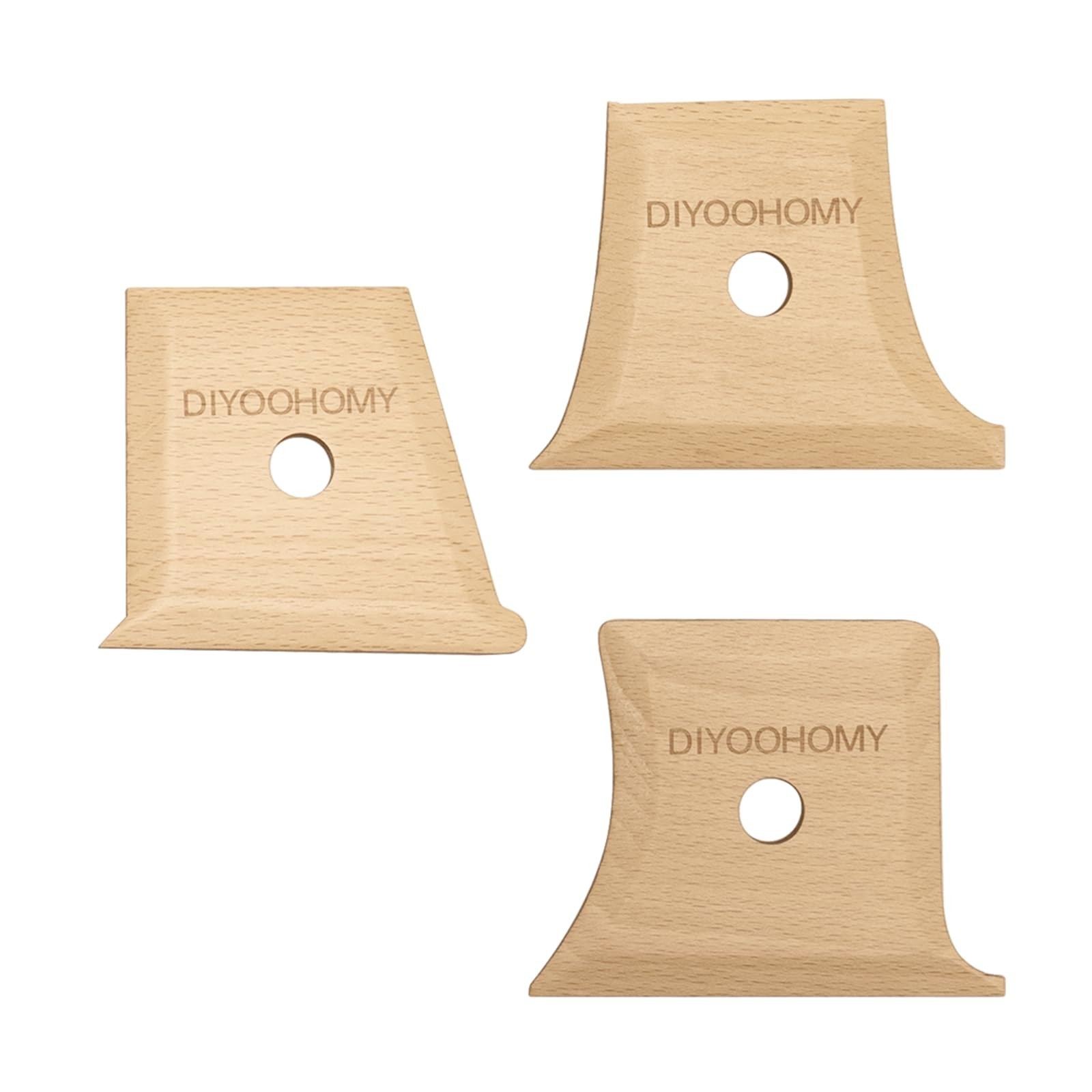 DIYOOHOMY Set of 3 Pottery Ribs Trimming Tools, Wooden Clay Shaping Tools for...