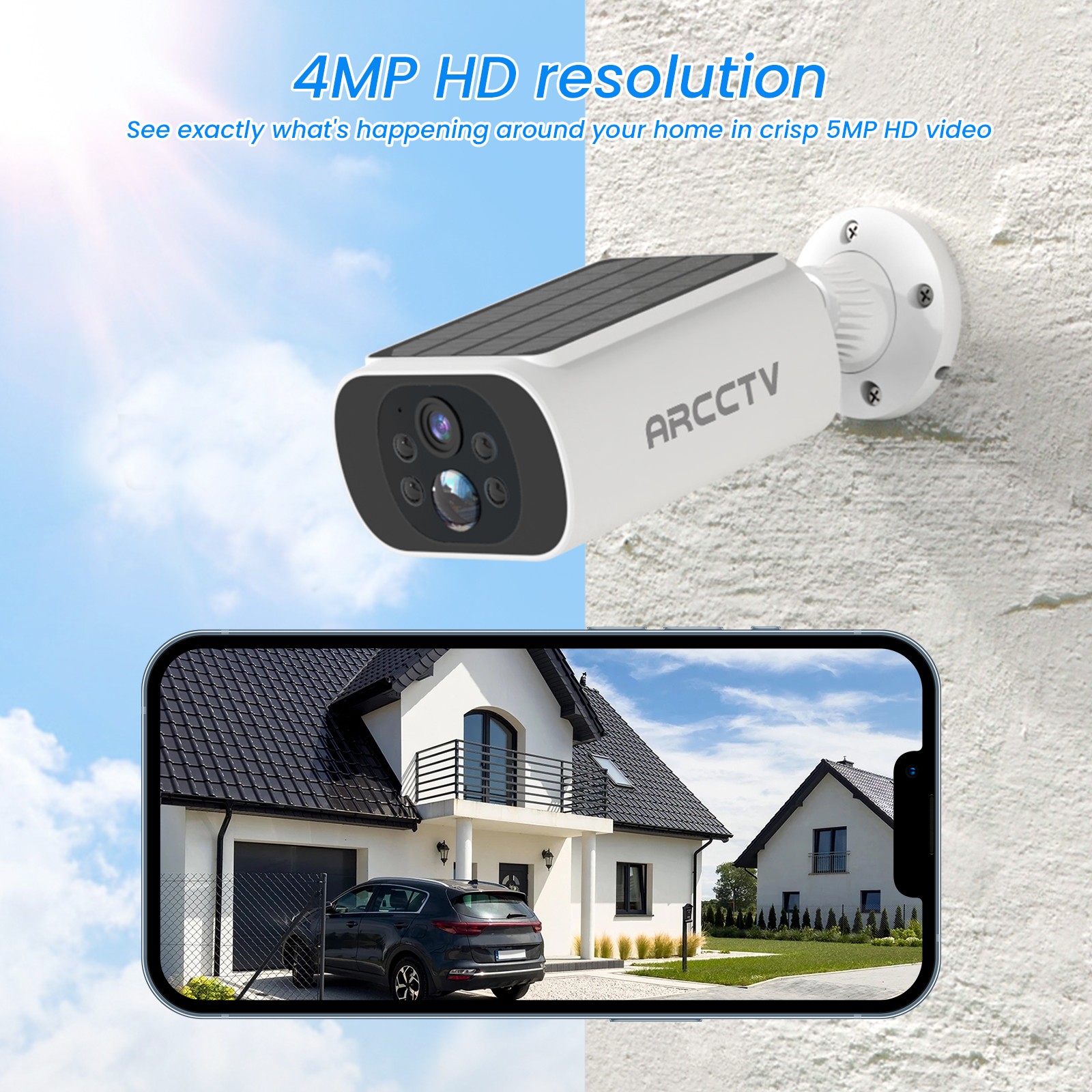 ARCCTV 4MP Wireless Solar Battery Powered Security Camera Sys Outdoor CCTV 2Pack