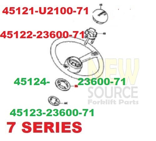 45121-U2100-71 BUTTON + 45122-23600-71 CUP  UPPER HORN KIT TOYOTA 7 SERIE IN RED