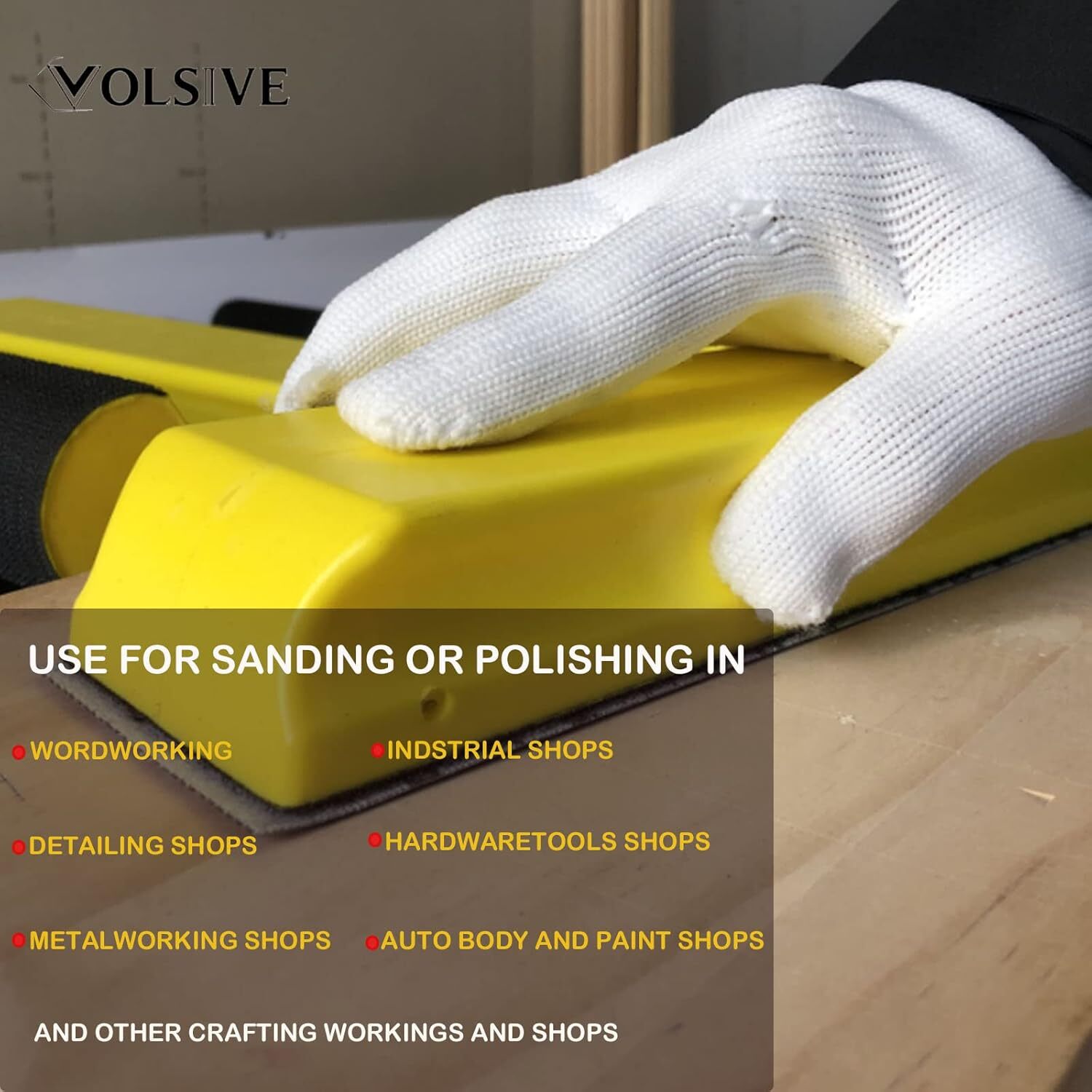 7Pcs Hand Sanding Block Set, Rectangle Handheld Sanding Pad, Hook and Loop Inter