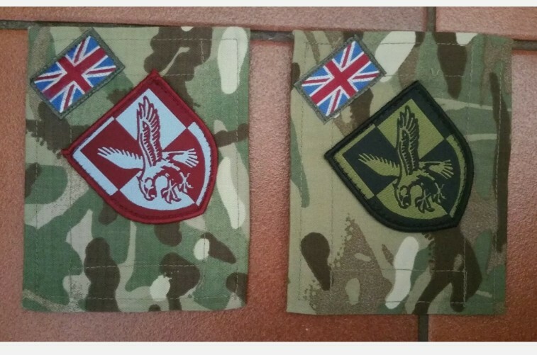 British Army Original 16 Air Assault Patch on MTP Blanking Tab Patches Para