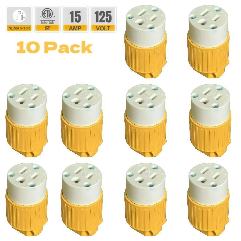 (10PACK) USA Canada 3-Prong Connector Nema 5-15R/5-15C Female Socket, ETL Listed