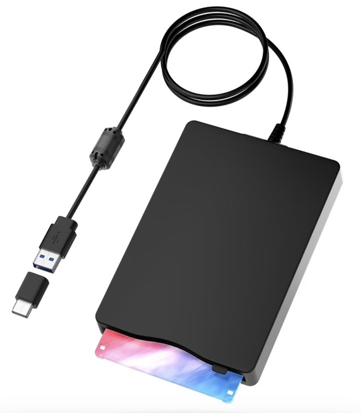 3.5” USB & Type C External Floppy Disc Drive Reader Portable PC Laptop & Desktop