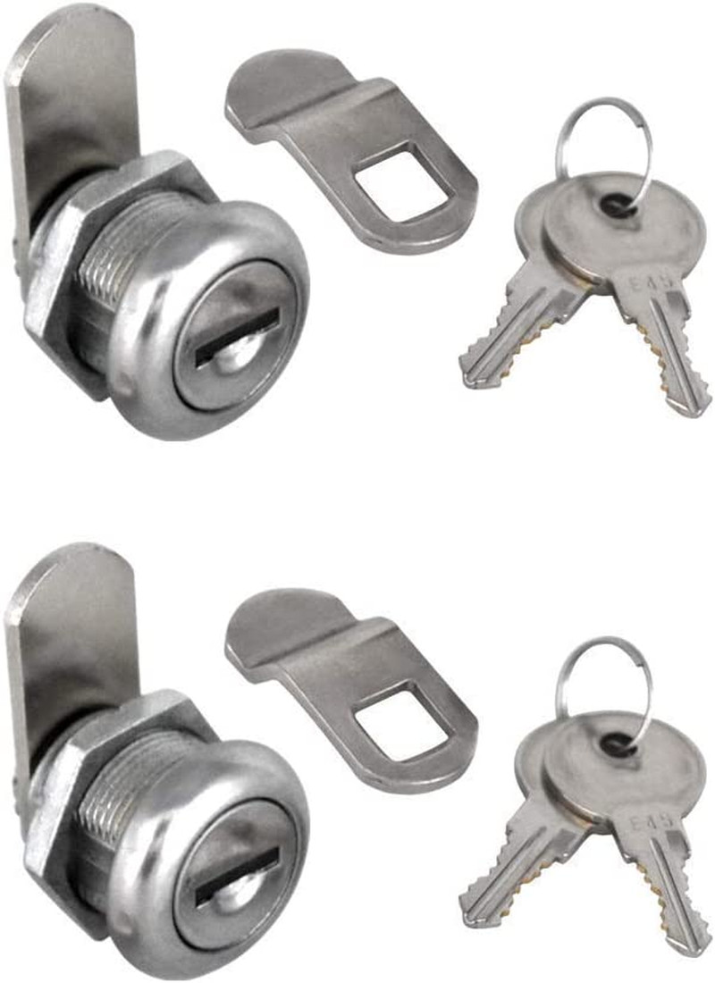 2Pcs Cabinet Cam Lock Keyed Alike Tool Box Locks 5/8" Cylinder for Truck Pickup
