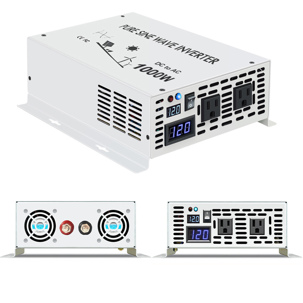 Pure Sine Wave inverter 1000W 12V DC to 120/220/240V AC Car/Home Solar Power