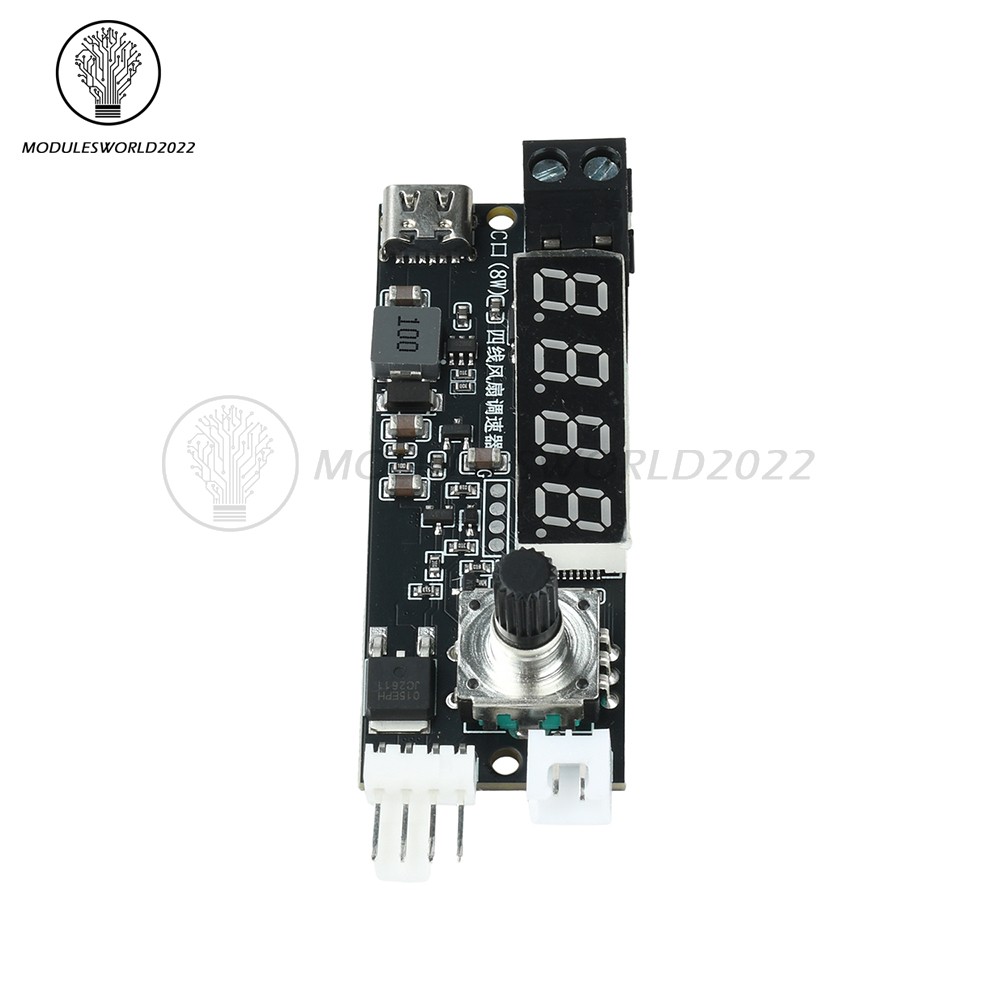5V 12V 5A 4-Wire PWM Fan Speed Control Module Smart Temperature Control +Display