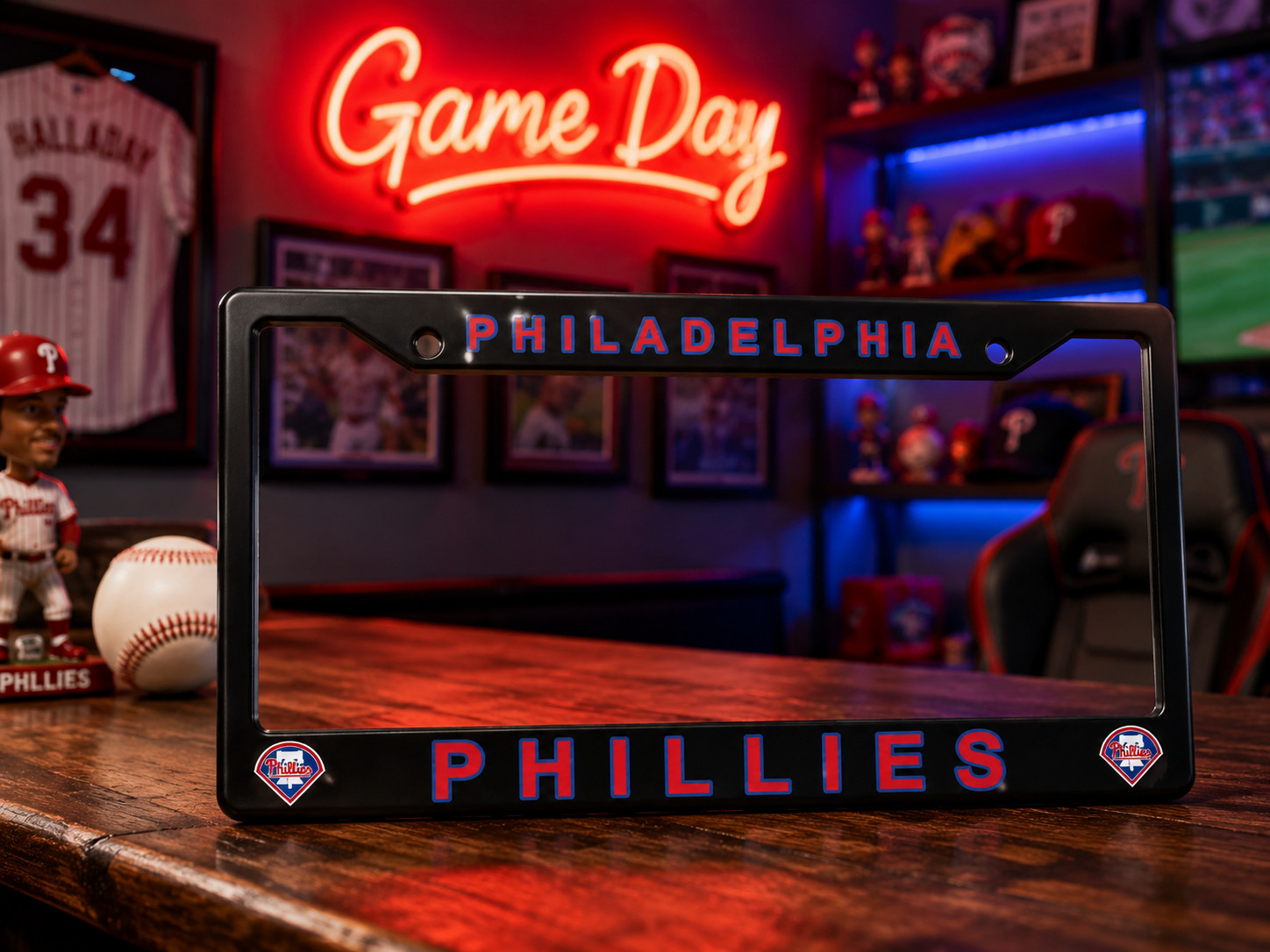 Philadelphia Phillies Black License Plate Frame Cover - Black - Eliteauto3k
