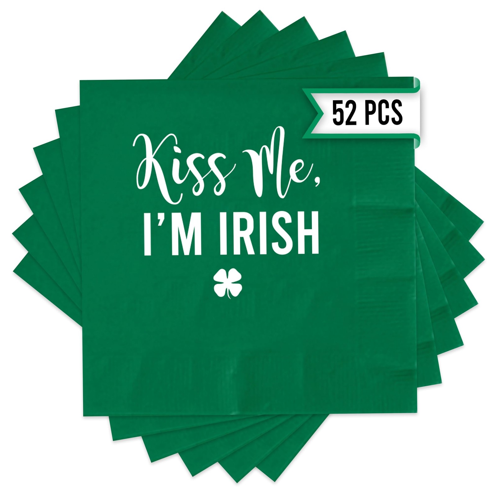 Kiss Me I'm Irish St Patricks Day Napkins Paper 52 Pcs - Green Green,White