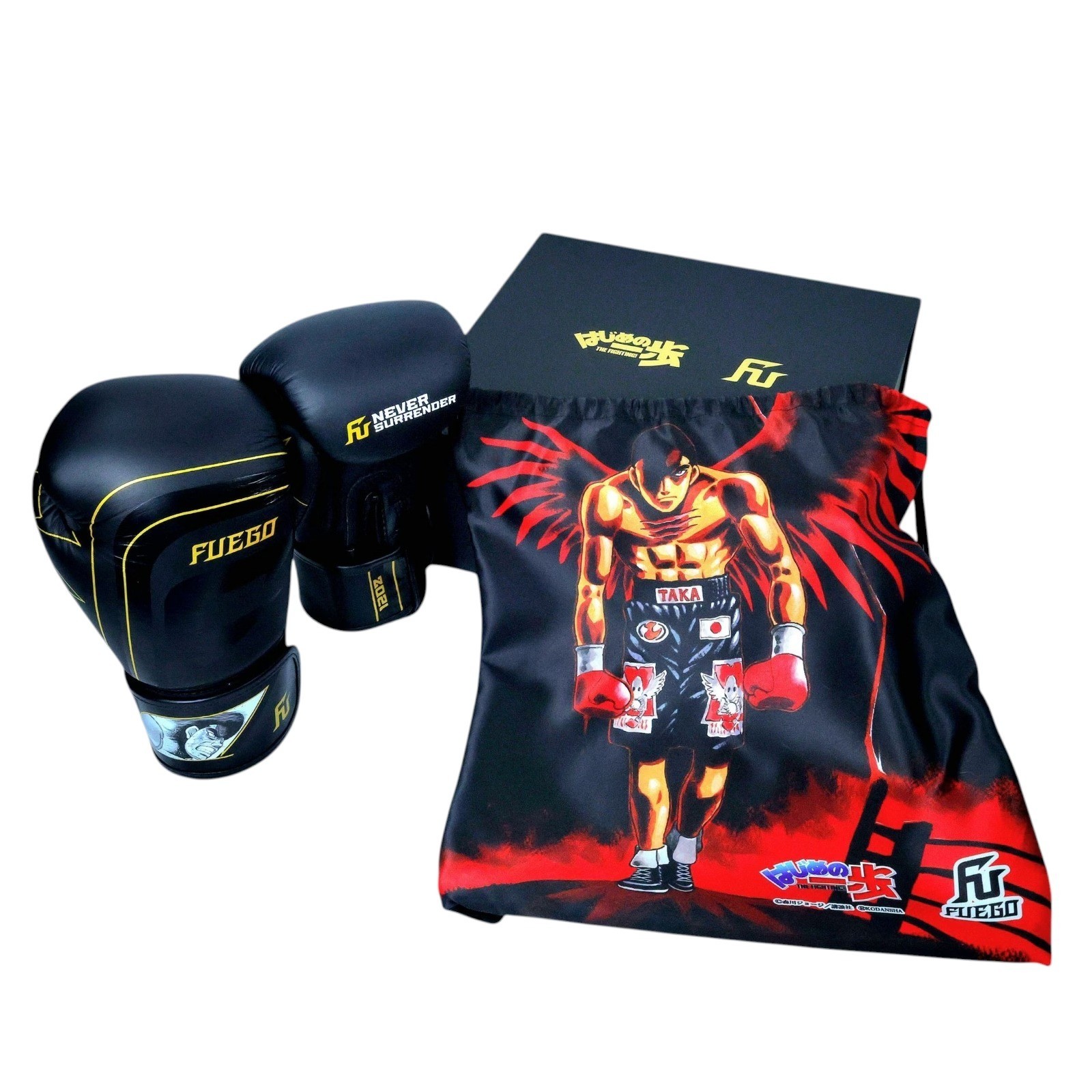 Hajime no Ippo x FUEGO Boxing Gloves Mamoru Takamura Ver Black Gold
