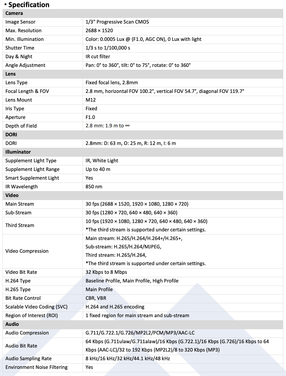 CMIP3C42WI-28MDA IP 4MP Color 24/7 Hybrid illumination Mic Smart Turret Camera