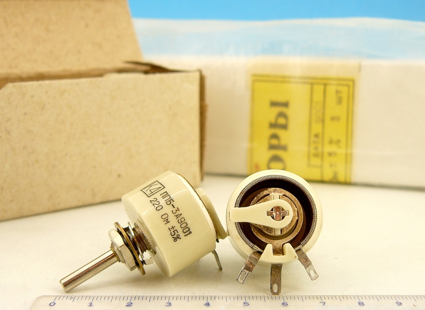 1 x PPB-3A  220 ohm 3W WIRE WOUND Ceramic Military Silver Potentiometer Resistor