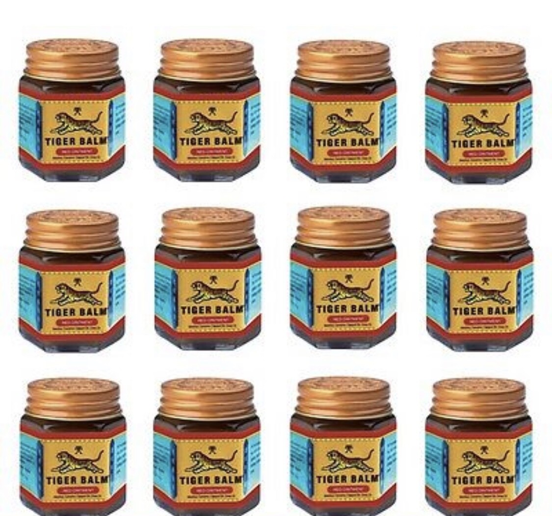 Pack12 Jars x 30g Red Tiger balm Pain Relief  Muscular Aches - Thailand edition