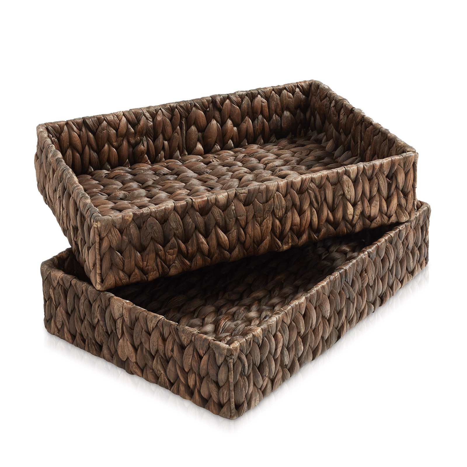 2pk Bathroom Baskets, 15.75x11.25x3.25 Toilet Tank Organizers, Espresso Hyacinth