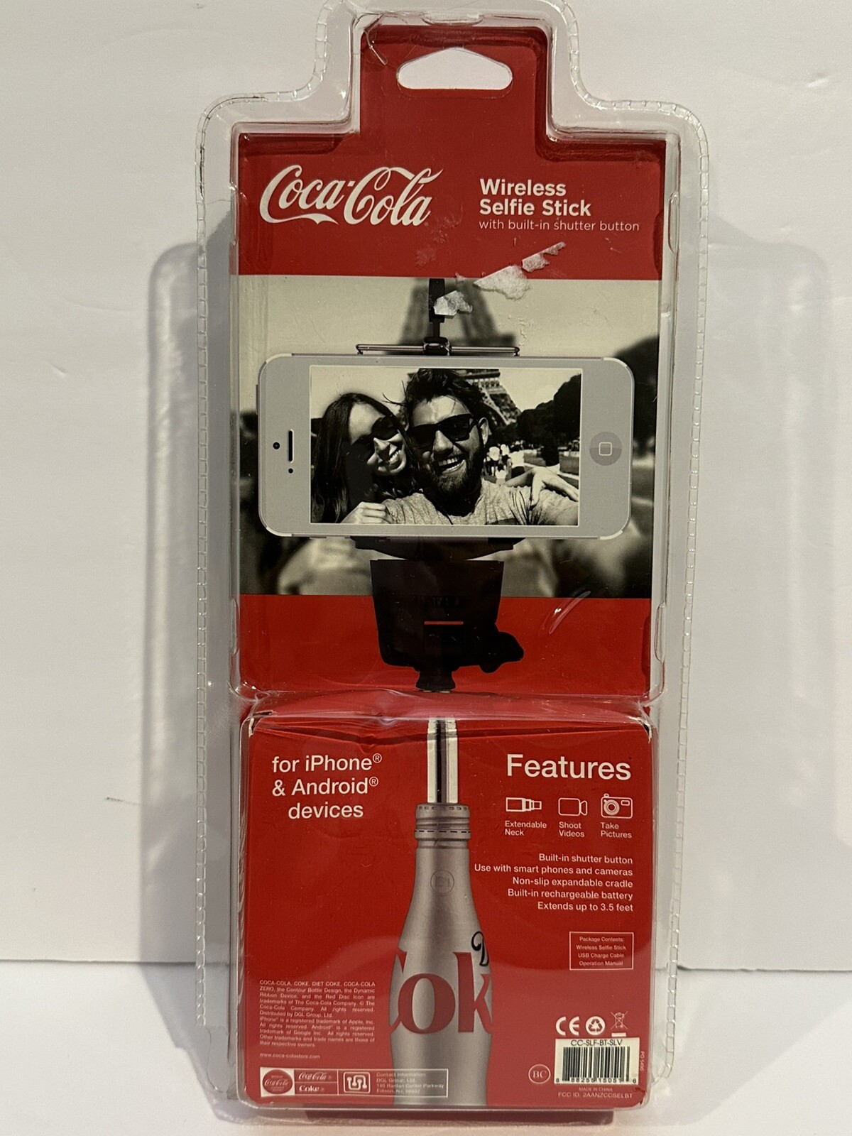 Coca-Cola Zero Wireless Selfie Stick W/ Built-in Shutter Button Brand New Sealed