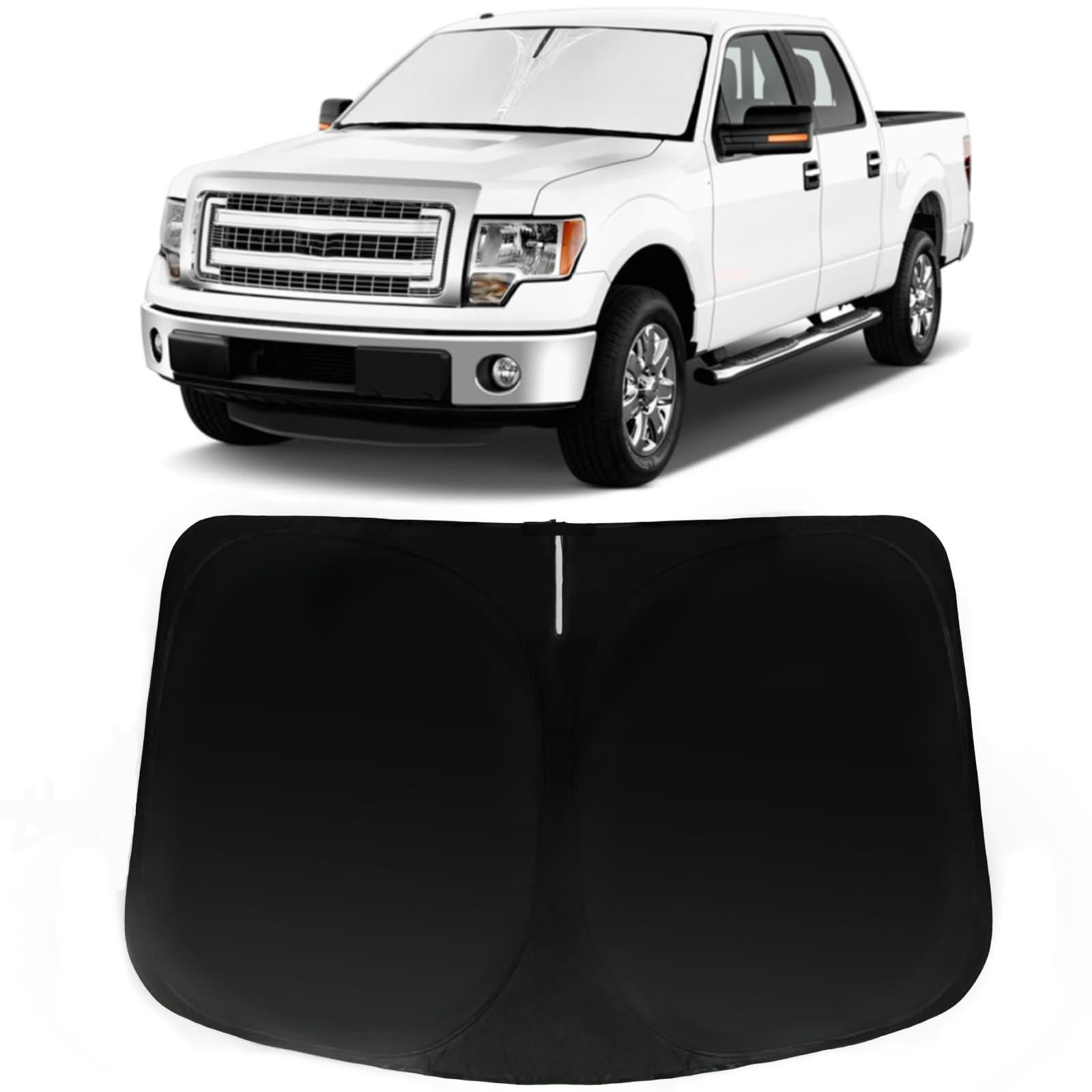 PAIMOHO Windshield Sun Shade for Ford F-150 For F150 2015-2020, silver-black