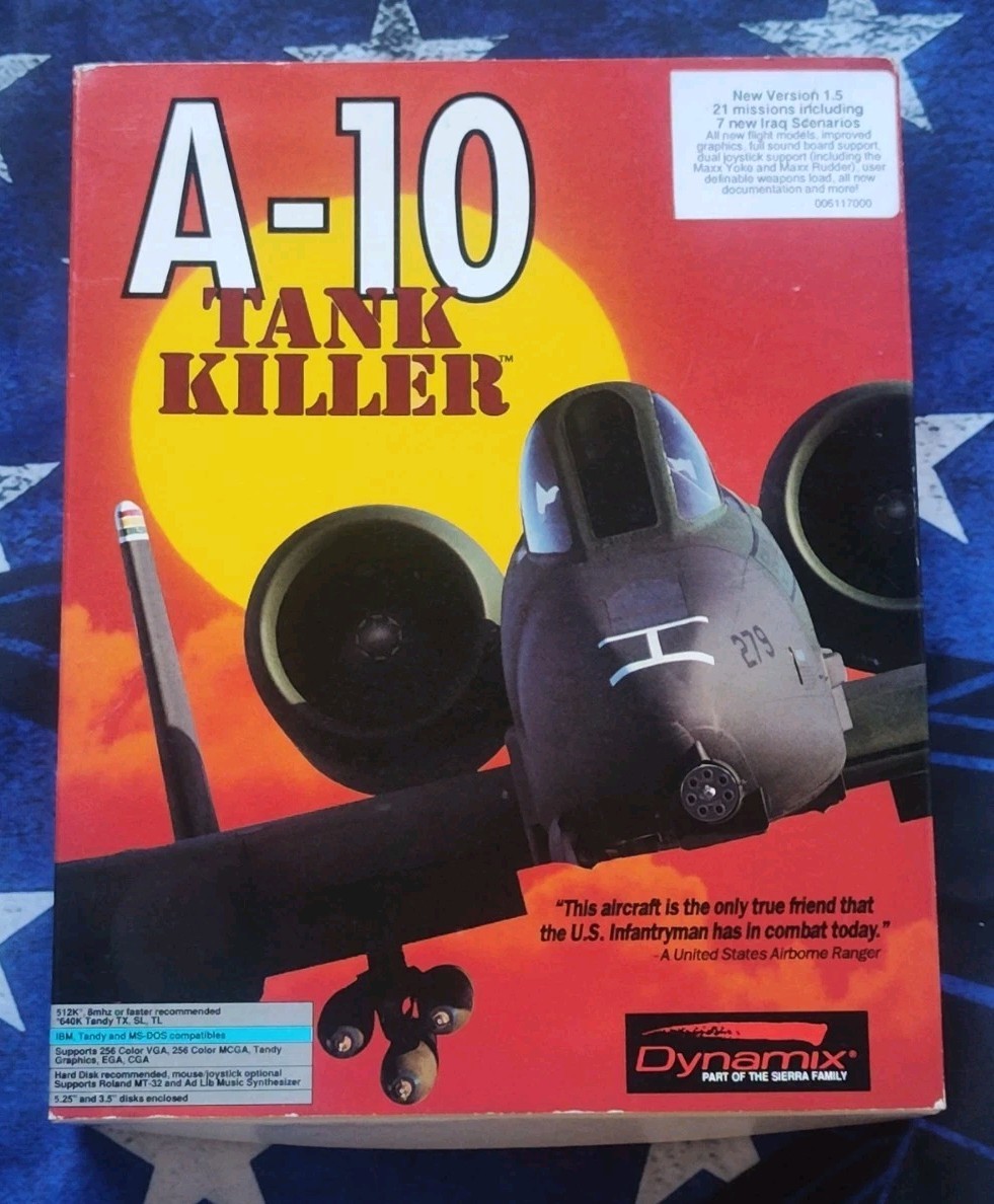 Dynamix A-10 Tank Killer Ver. 1.5 1990 Big Box 5.25"&3.5" Discs 7 New Iraq Scena