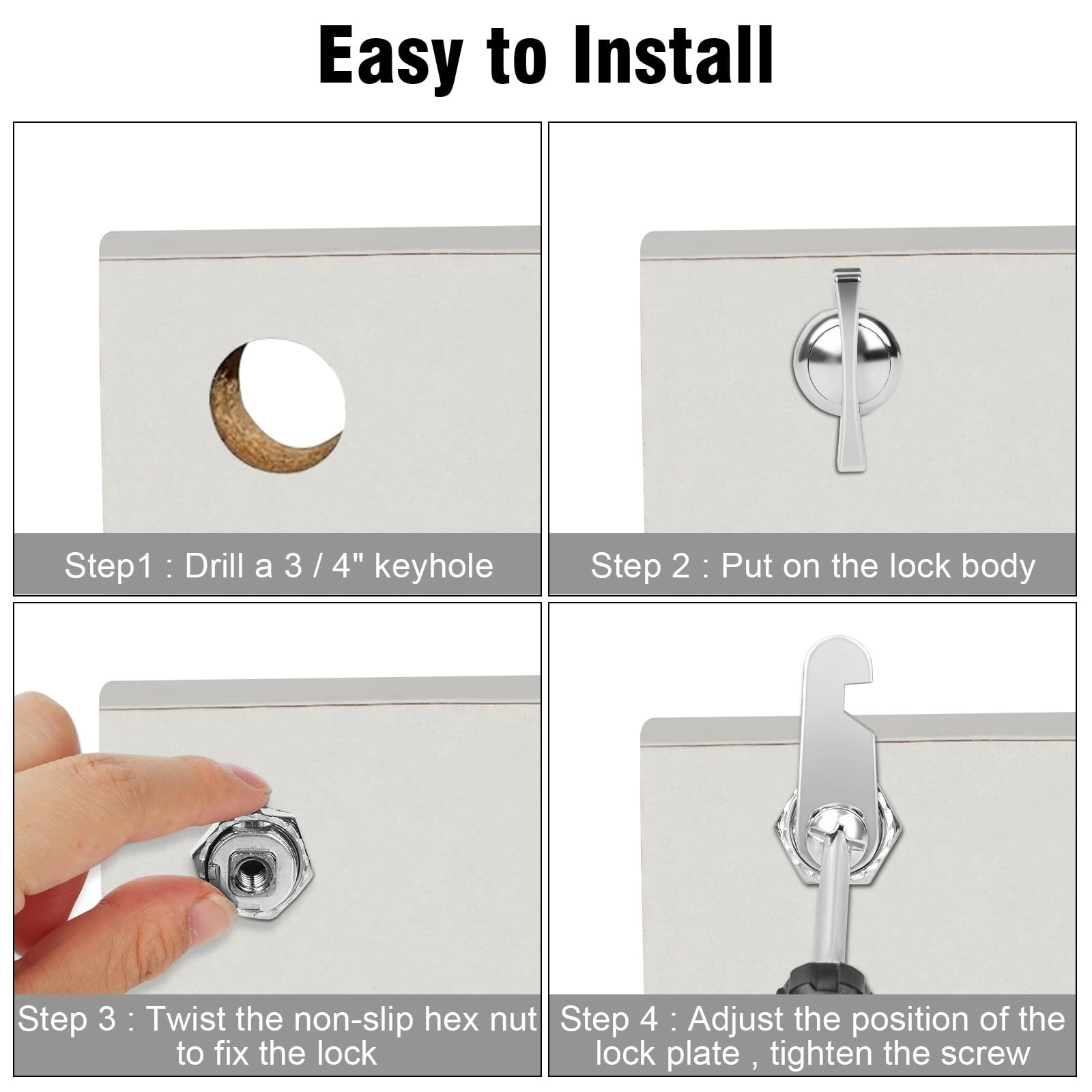 Thumb Cam Locks 2PCS Keyless Non-Locking Locks 5PCS Fits on Camper, Vehicles,...