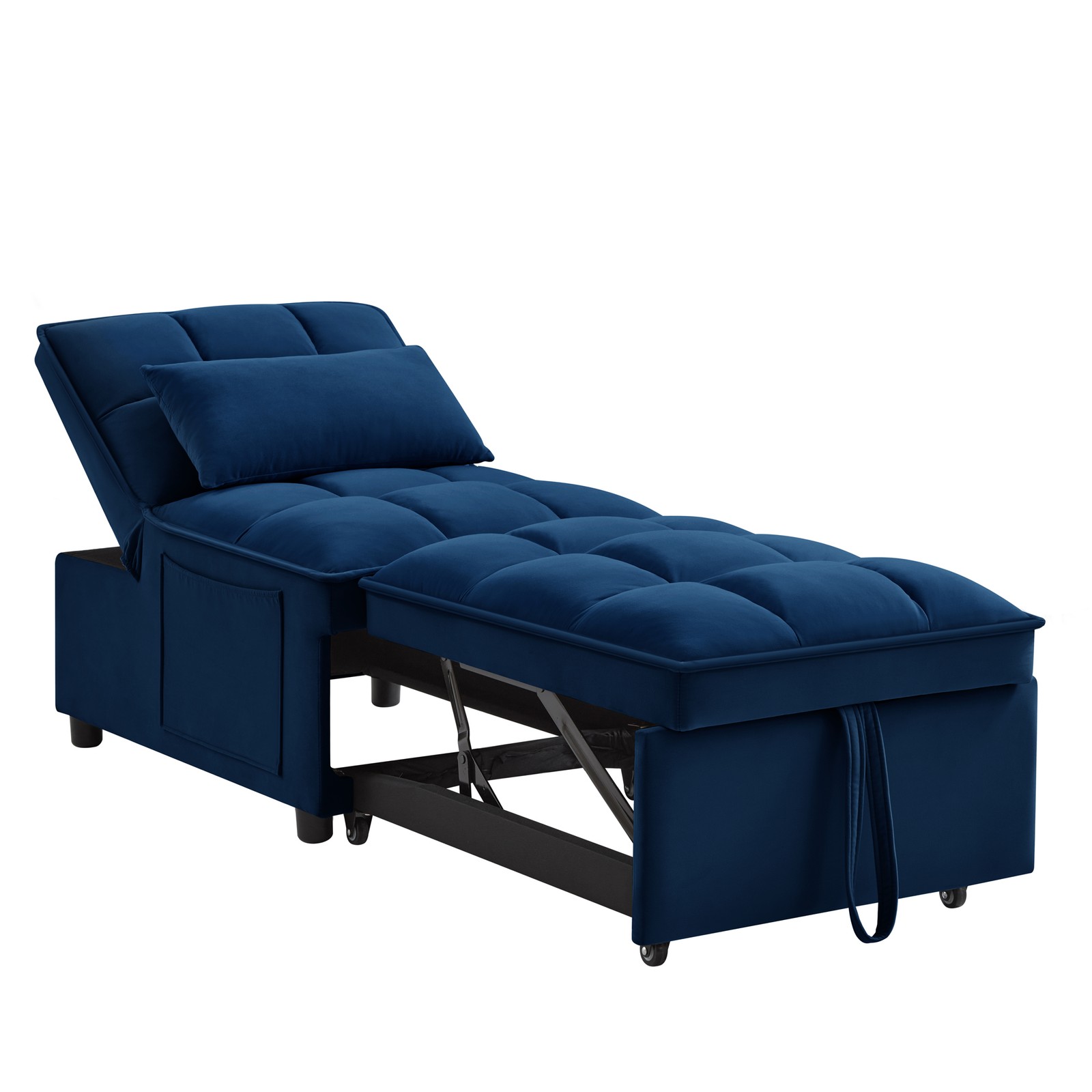 4 in1 Multi-Function Single Sofa Bed with Storage Pockets,Tufted Single Pull-