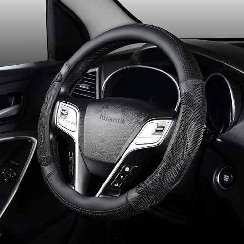 Car Steering Wheel Covers with 3D Silicone Honeycomb for 001-Full BlacK