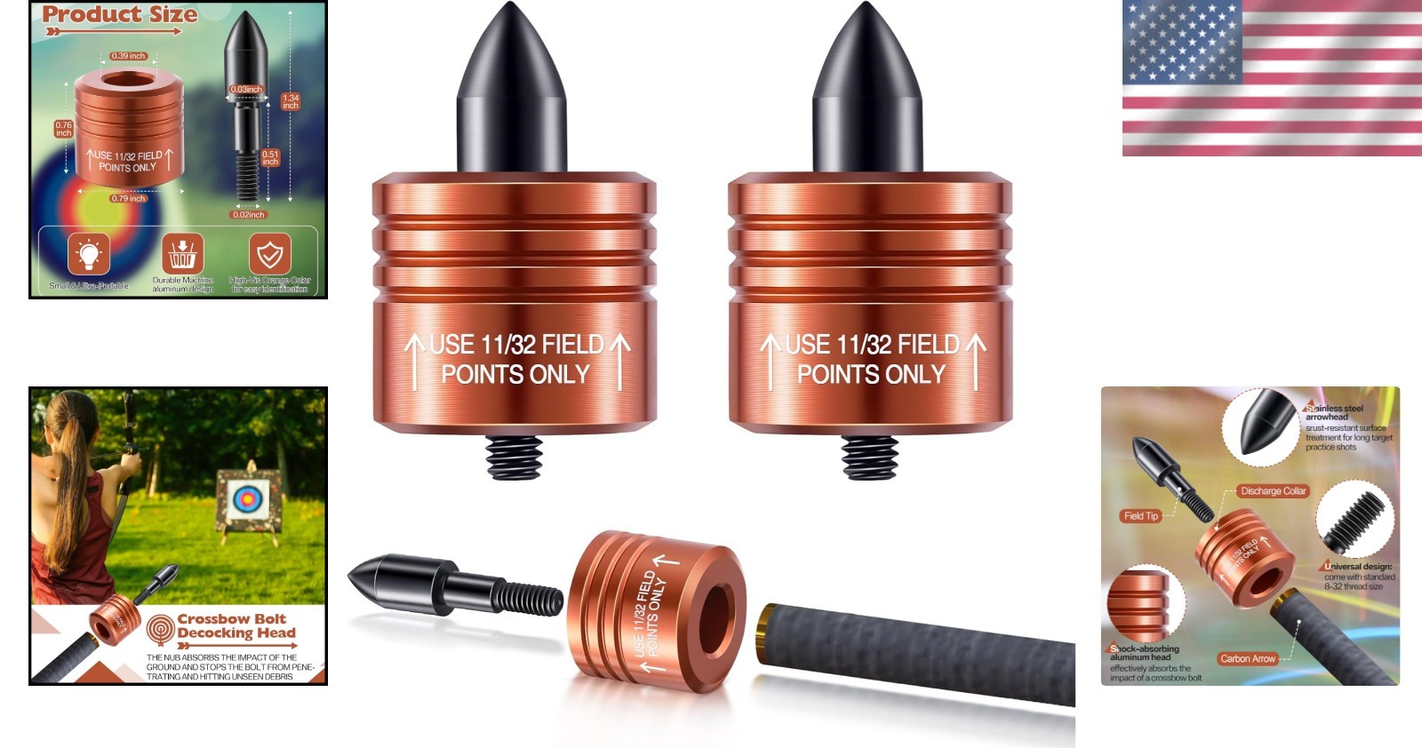 Versatile 2-Pack Crossbow Decocking Tips for All Bow Types - Easy Bolt Release