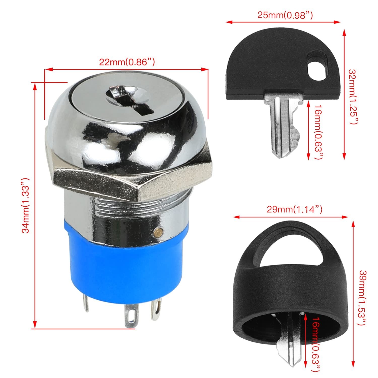 Ignition Switch & Easy Pull Key Set for Pride & GoGo Mobility Scooters - 4 Pack