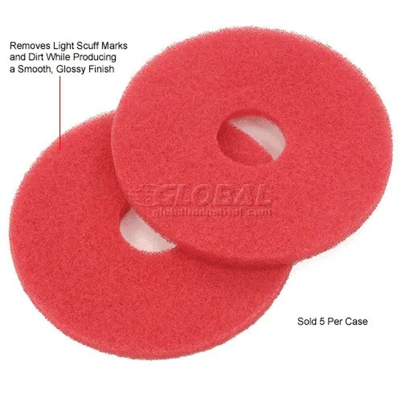 Global Industrial? 13" Buffing Pad, Red, 5 Per Case
