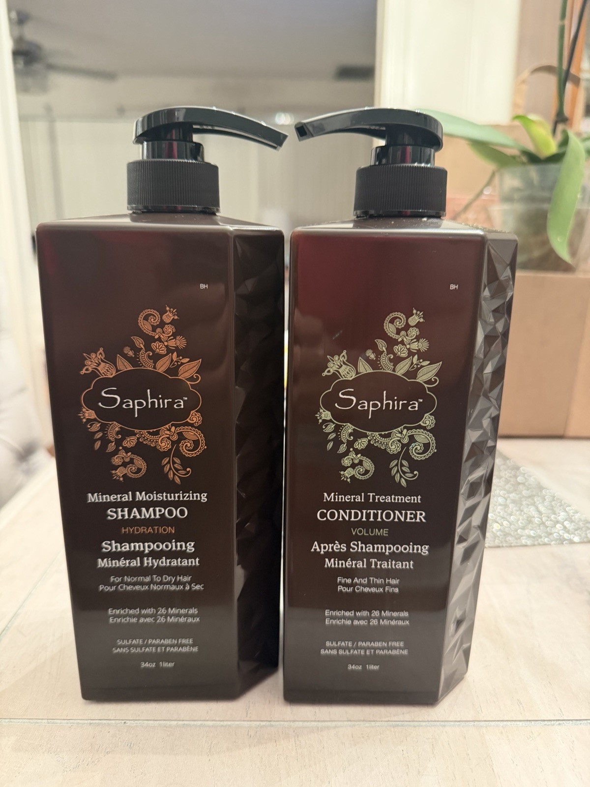 NEW Saphira Mineral Moisturizing Shampoo & Conditioner Set 34oz 1L Salon Size
