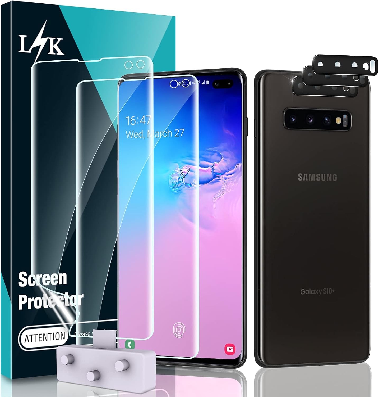 L K [3 Pack] Screen Protector for Samsung Galaxy S10 Plus, Plus Clear