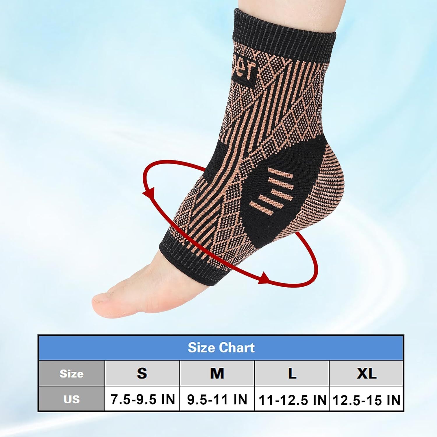 2Pair Copper Ankle Brace Copper Infused Ankle Support Compression Sleeve Plantar