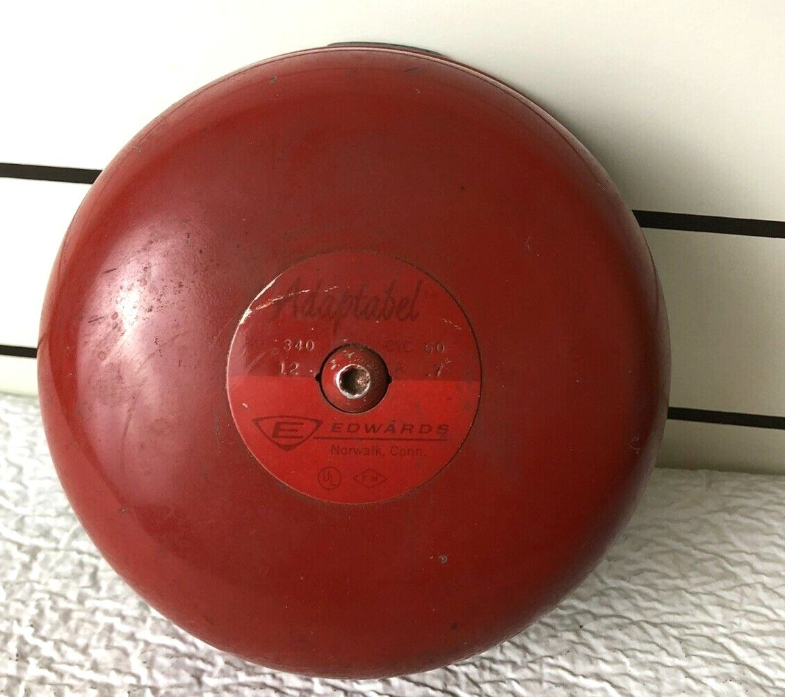 Red Vintage Edwards 7" Adaptabel 340 Vibrating School Fire Alarm Bell Not Tested