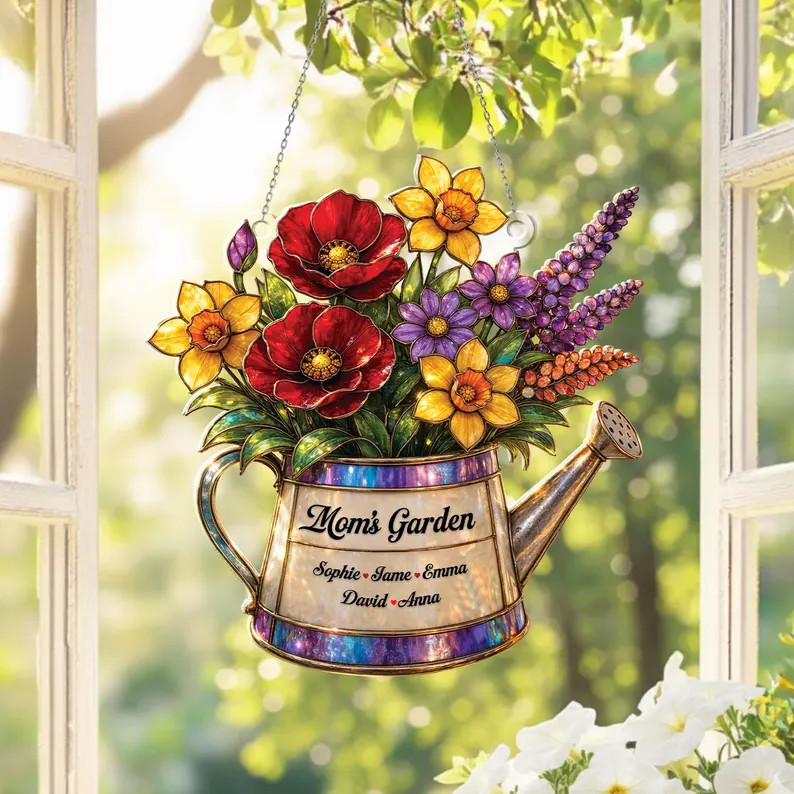 Personalized Mom Garden Suncatcher Acrylic Birth Flower Custom Gift